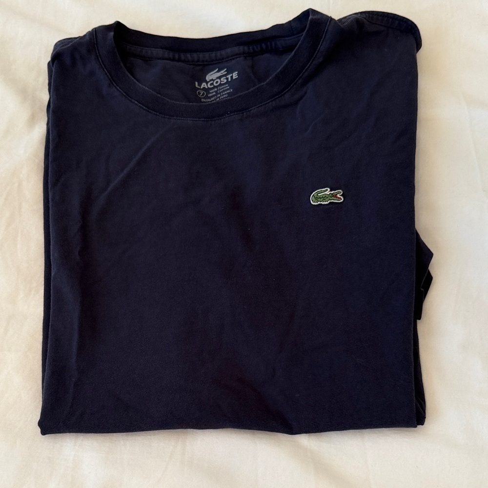 Lacoste Men's Dark Blue Tee with Logo